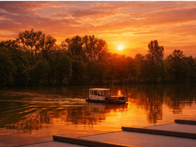 Afterwork- oder Sundowner Rundfahrten mit dem Floßboot