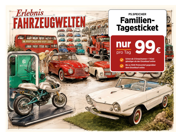 PS.SPEICHER: Familien-Tagesticket - Erlebnis Fahrzeugwelten