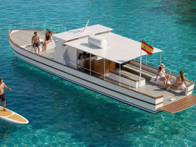 Utopia 4 Boat Hire from Ibiza town to Formentera.  10-4pm or 3-9pm